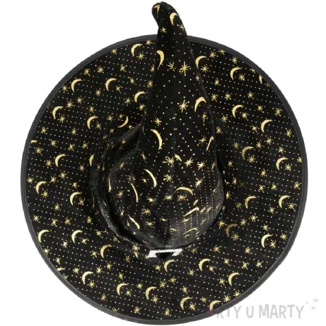 kapelusz czarownica pozlacana z zakrzywionym czubem partypal