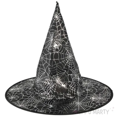 kapelusz czarownica srebrne pajeczyny partypal