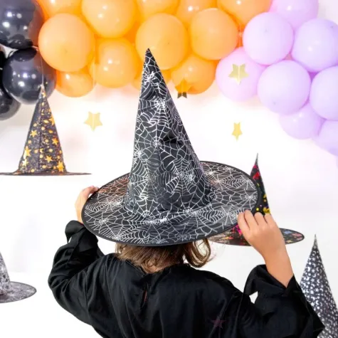 kapelusz czarownica srebrne pajeczyny partypal