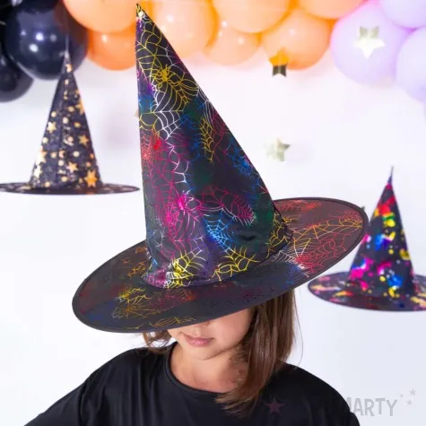 kapelusz czarownica teczowe pajeczyny partypal