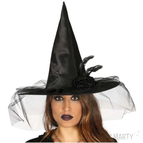 kapelusz czarownica z kwiatem guirca