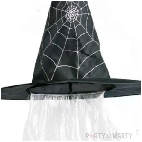 kapelusz czarownica z pajeczyna i wlosami czarny arpex