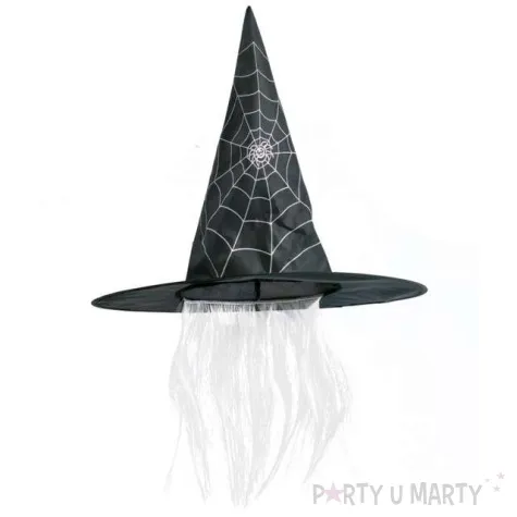 kapelusz czarownica z pajeczyna i wlosami czarny arpex