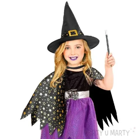 kapelusz czarownica z peleryna czarny widmann