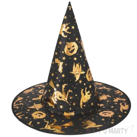 kapelusz czarownica zlote dynie halloweenowe partypal