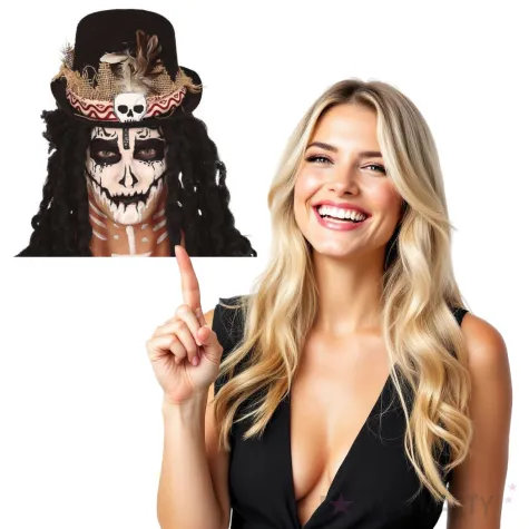 kapelusz czaszka z piorami guirca