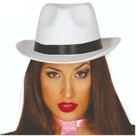 kapelusz gangster bialy guirca