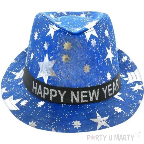 kapelusz happy new year sylwester niebiesko srebrny godan
