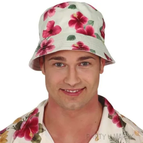 kapelusz hawajskie kwiaty kremowo rozowy guirca