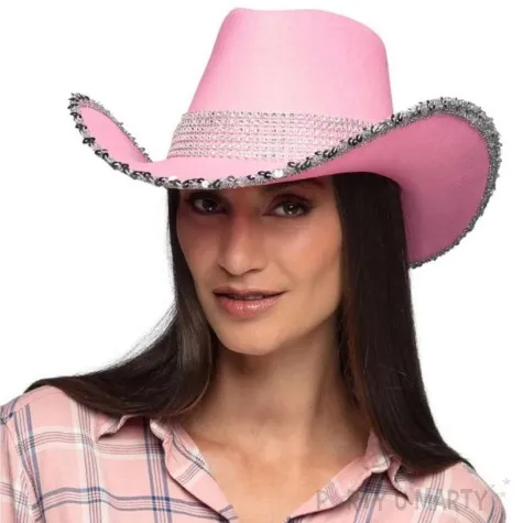 kapelusz kowboj cekiny rozowy boland