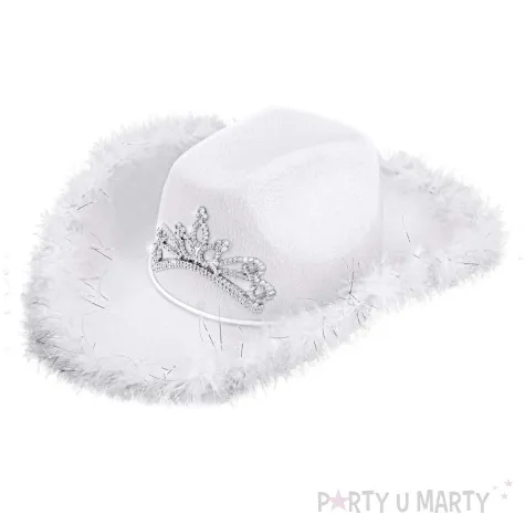 kapelusz kowboj tiara i marabou bialy widmann