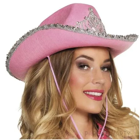 kapelusz kowboj z korona rozowy boland