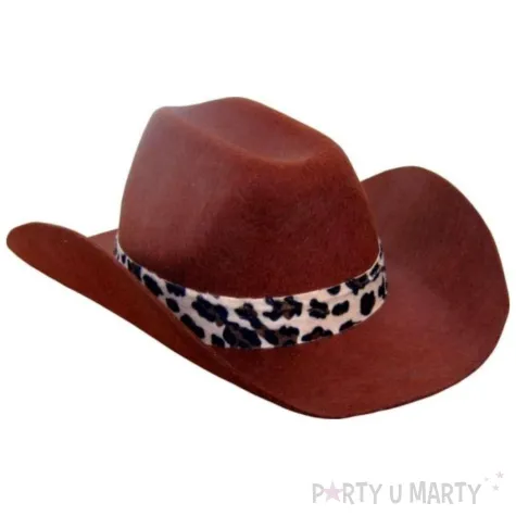 kapelusz kowboj z opaska brazowy aster