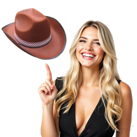 kapelusz kowbojski z ozdobnym paskiem brazowy partytino