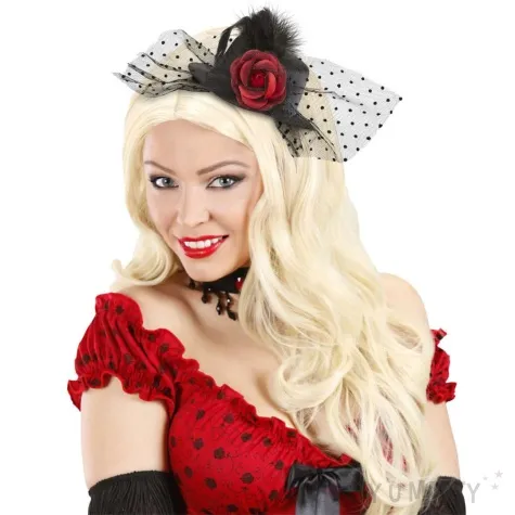 kapelusz mini z roza retro lata 20 czarny widmann