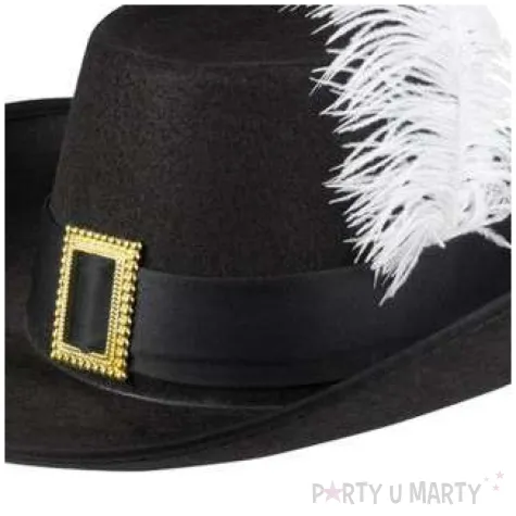 kapelusz muszkietera z bialym piorkiem boland