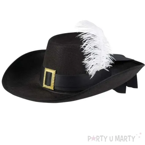 kapelusz muszkietera z bialym piorkiem boland