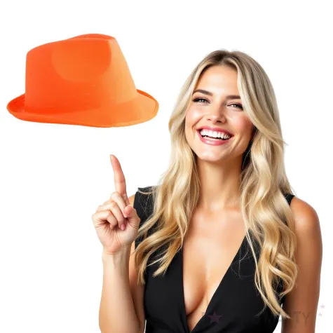 kapelusz neon fedora pomaranczowy funny fashion