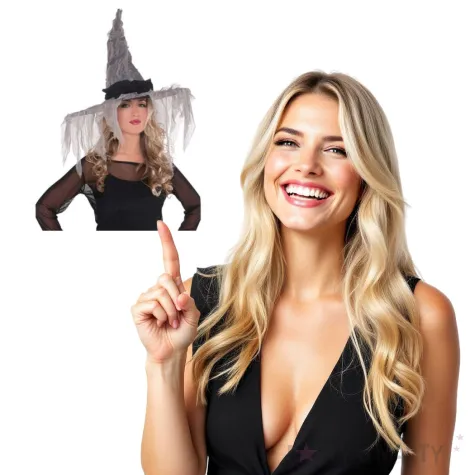 kapelusz pajecza czarownica szary amscan