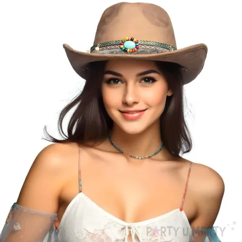 kapelusz piankowy na karnawal country kowboj dziki zachod western bezowy