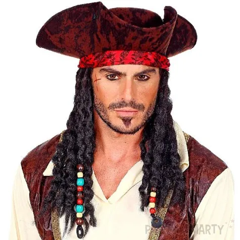 kapelusz piracki z lokami brazowy widmann