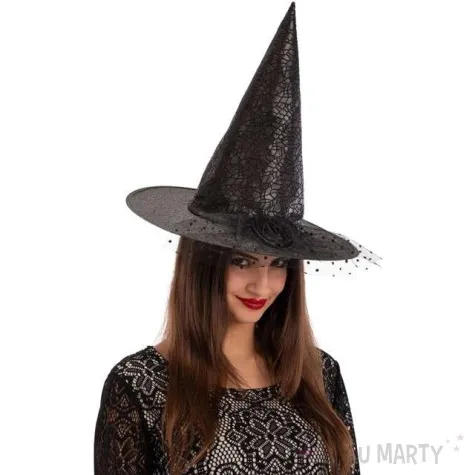 kapelusz roza z koronka czarny carnival toys