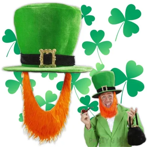 kapelusz skrzat swiety patryk z broda zielony widmann