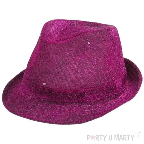 kapelusz swiecacy purpurowy brokat