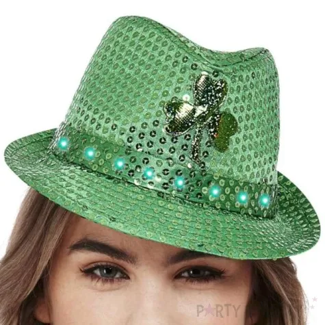kapelusz swiety patryk cekinowy led zielony smiffys