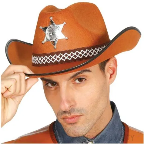 kapelusz szeryf z teksasu brazowy guirca