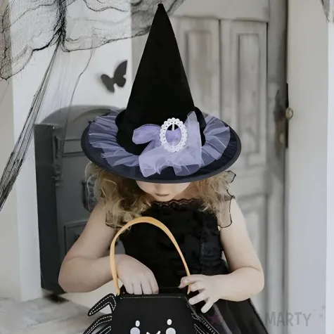 kapelusz wiedzma z kokardka czarny partydeco