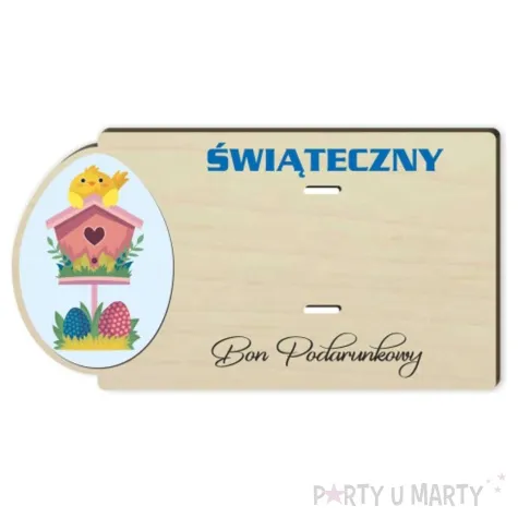 karnet kurczak bon podarunkowy drewniana 125x65 mm