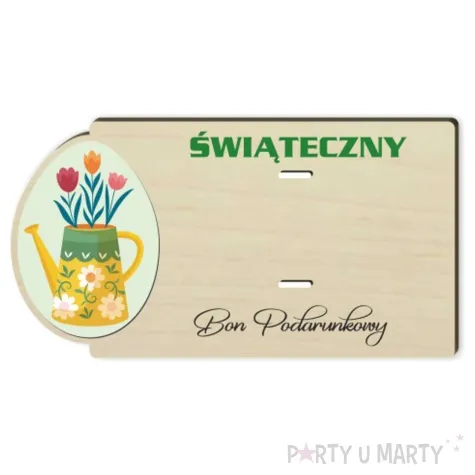 karnet kwiatki bon podarunkowy drewniana 125x65 mm