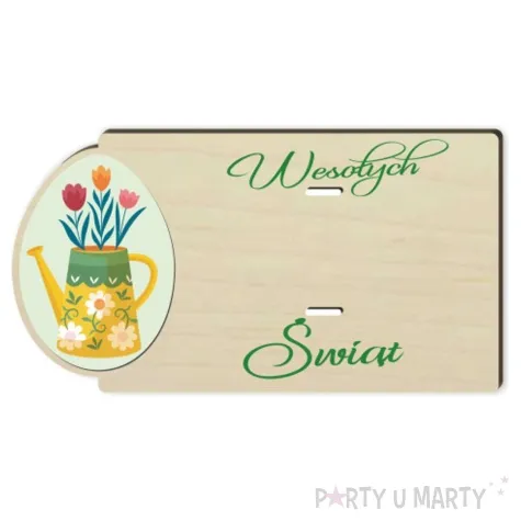 karnet kwiatki wesolych swiat drewniana 125x65 mm