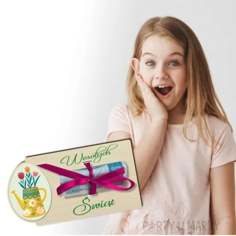 karnet kwiatki wesolych swiat drewniana 125x65 mm