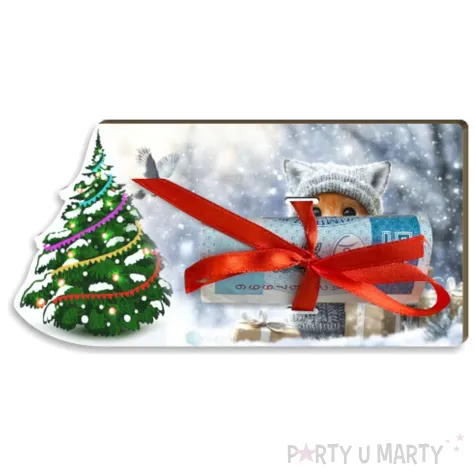 karnet na banknot choinka lisek patrys 120x60 mm