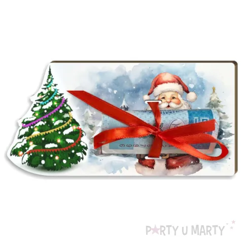 karnet na banknot choinka mikolaj 120x60 mm