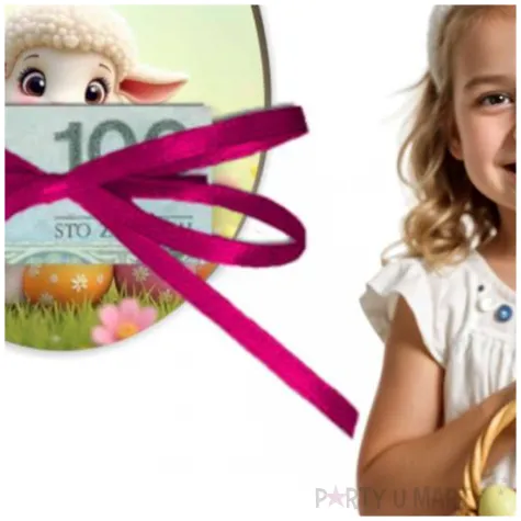 karnet na banknot jajko bialy krolik i pisanki radosnych swiat prezent na wielkanoc 12 5 cm