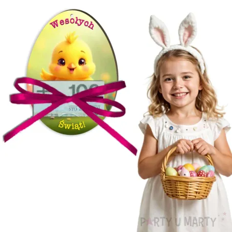 karnet na banknot jajko pisklak i pisanki wesolych swiat prezent na wielkanoc 12 5 x 8 5 cm