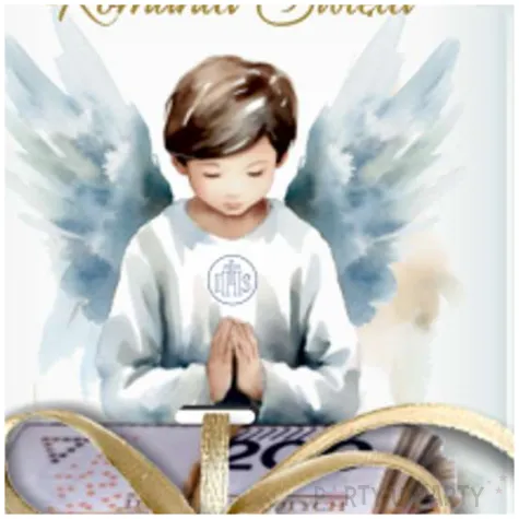 karnet na banknot komunia swieta aniol chlopiec 100x65 mm