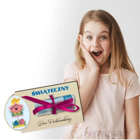 karnet na banknot kurczak bon podarunkowy 125x65 mm