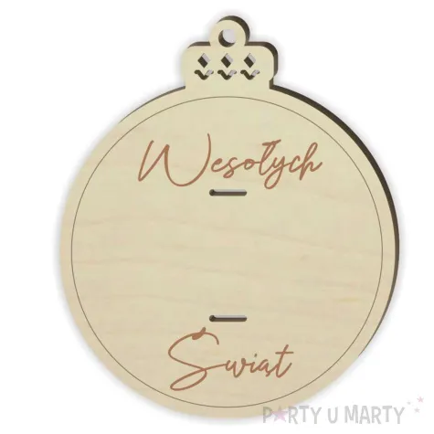 karnet na banknot wesolych swiat bombka 80x95 mm