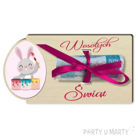 karnet na banknot zajaczek wesolych swiat 125x65 mm