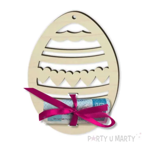 karnet na banknot zawieszka pisanka z serduszkiem 110x80 mm