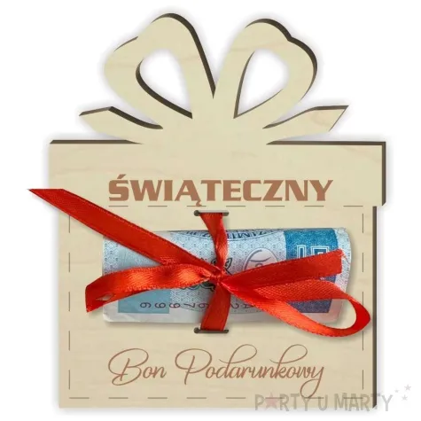 karnet swiateczny bon podarunkowy prezent drewniana 85x100 mm