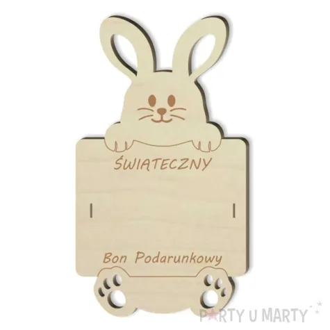 karnet zajaczek bon podarunkowy drewniana 90x150 mm