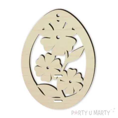 karnet zawieszka pisanka z kwiatkiem drewniana 110x80 mm