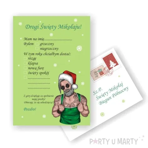 kartka list do mikolaja dla niego a5 koperta