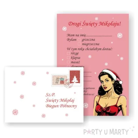 kartka list do mikolaja dla niej a5 koperta