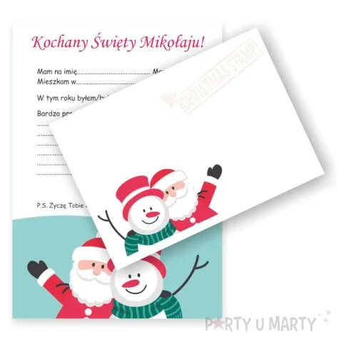 kartka list do mikolaja zimowi przyjaciele a5 koperta